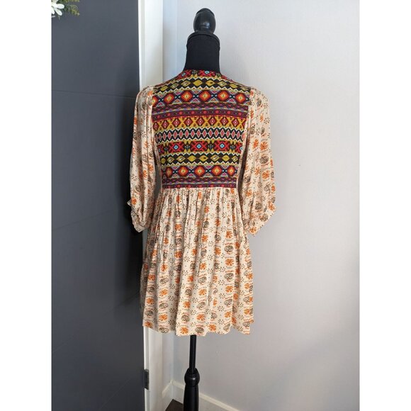 Umgee Multicolor Boho Mini Dress. Size Small - Picture 3 of 10